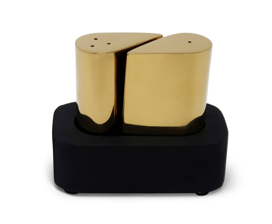 Salt and Pepper Set with Black Base: Gold