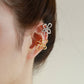 Elegant small sparkling flower ear cuff-gold vermeil