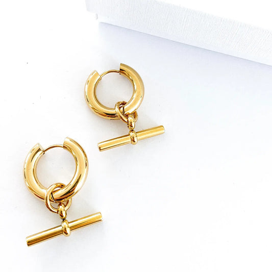 T Bar Hoop Earrings