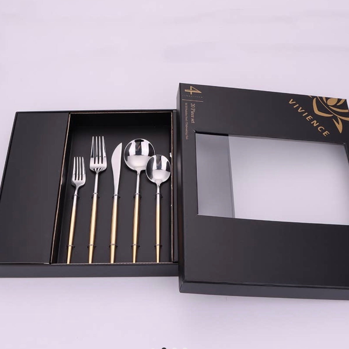 Morne 20 Pc Flatware Set Ombré Gold Handle