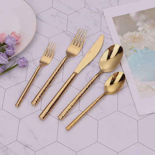 Pexo 20 Pc Flatware Set Gold Handle