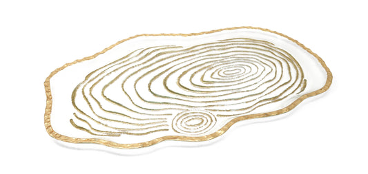 Glass Oval Tray Gold Grained