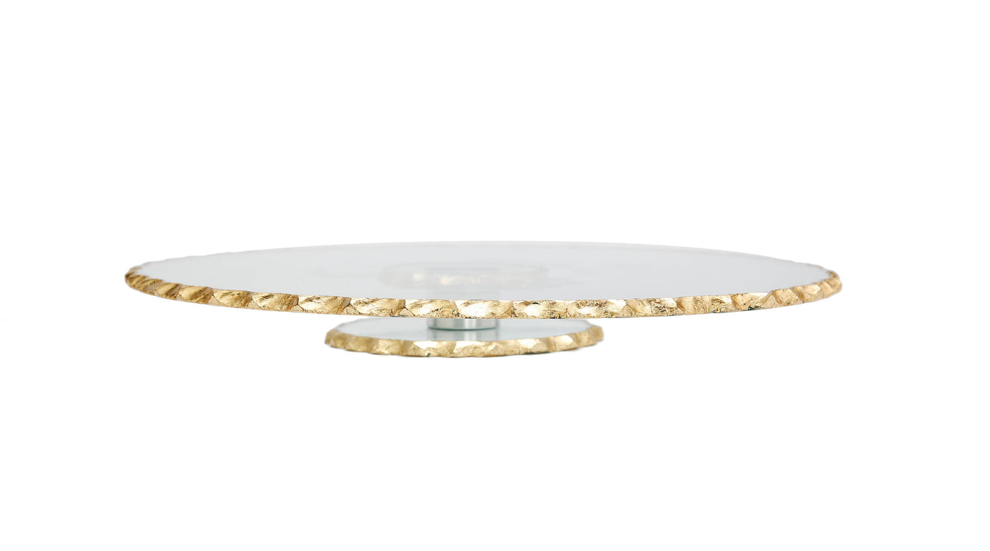 Lazy Susan Cake Tray - Stacked Glass with Gold Edge