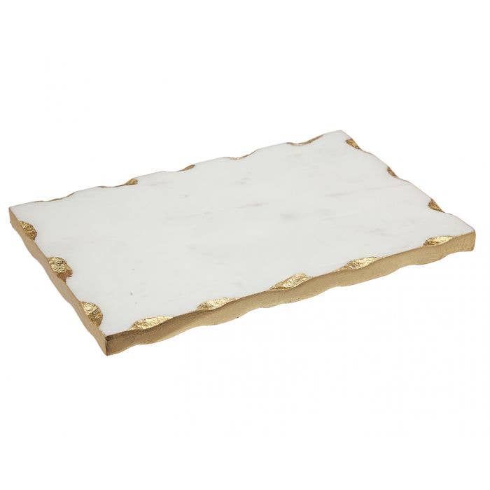 White Marble Tray With Gold Edge