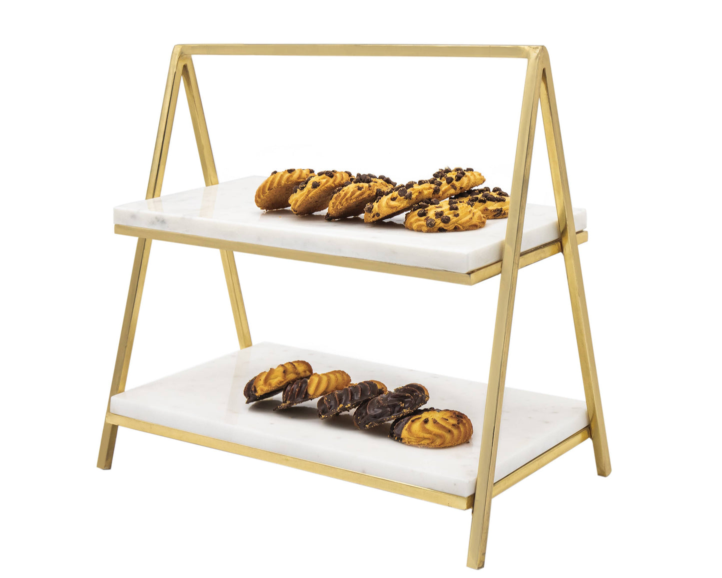 Marble and Gold Frame Two Tier Stand