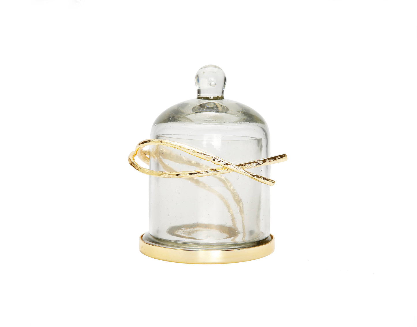 Glass Dome Match Holder with Gold Twig Design