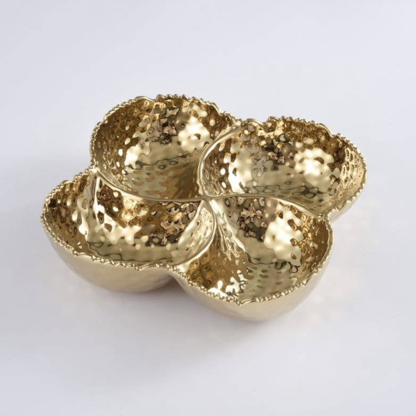 Gold Textured Porcelain Four Section Bowl