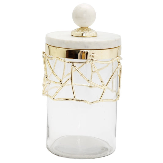 Gold Mesh Canister With Marble Lid