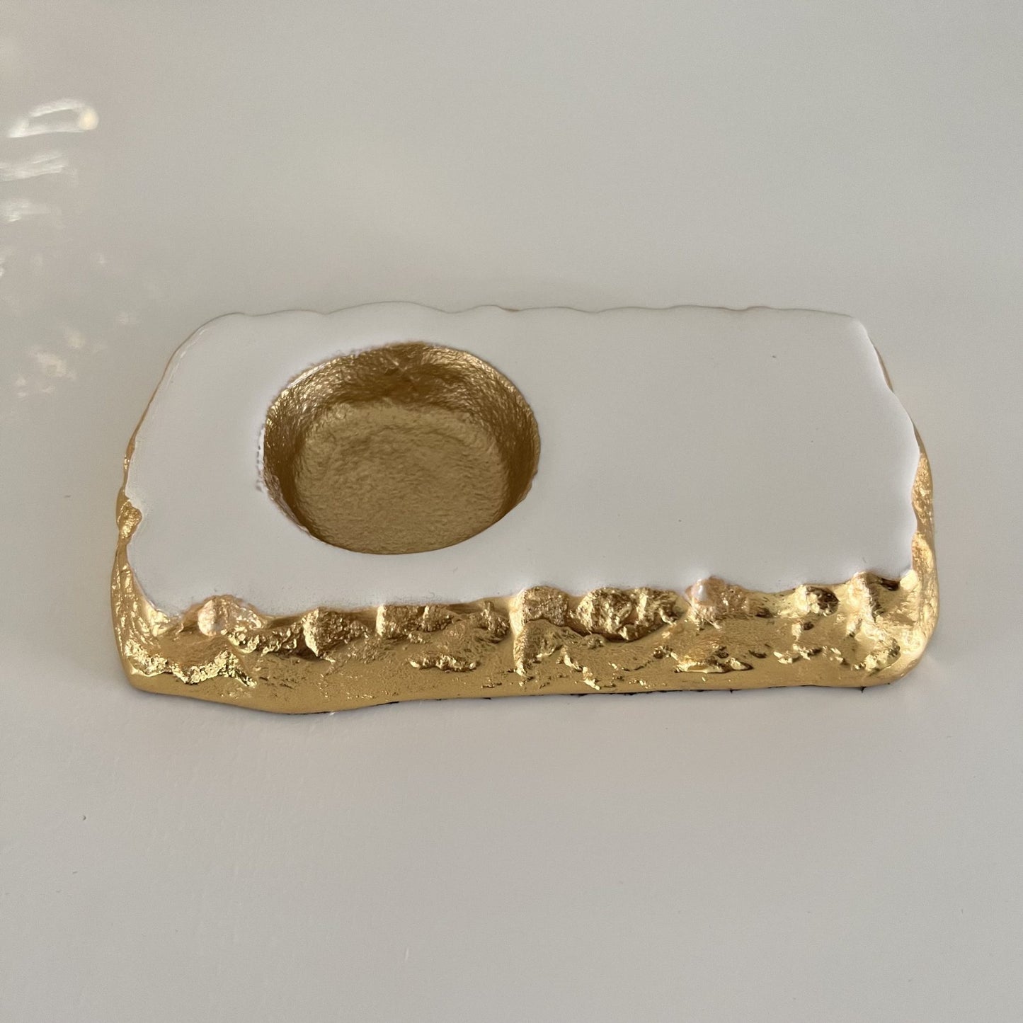Gold and White Enamelled Spoon Rest