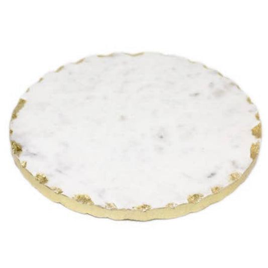 Round Marble Trivet With Gold Edge