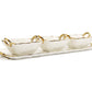White Porcelain Relish Dish w/3 Bowls Gold Trim and Handle