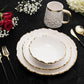 4 Piece White Dinner Set Speckled Gold Design (For 1 seating)