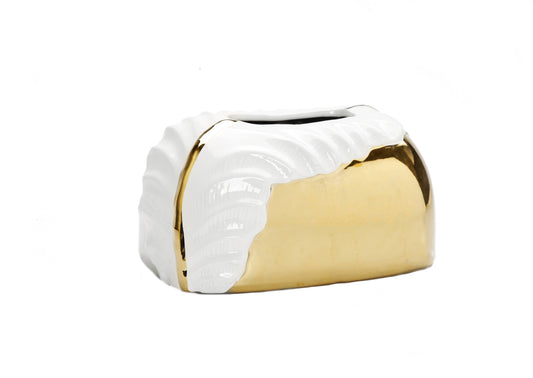 White & Gold Tissue Holder