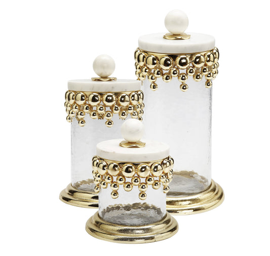 Gold Beaded Canister