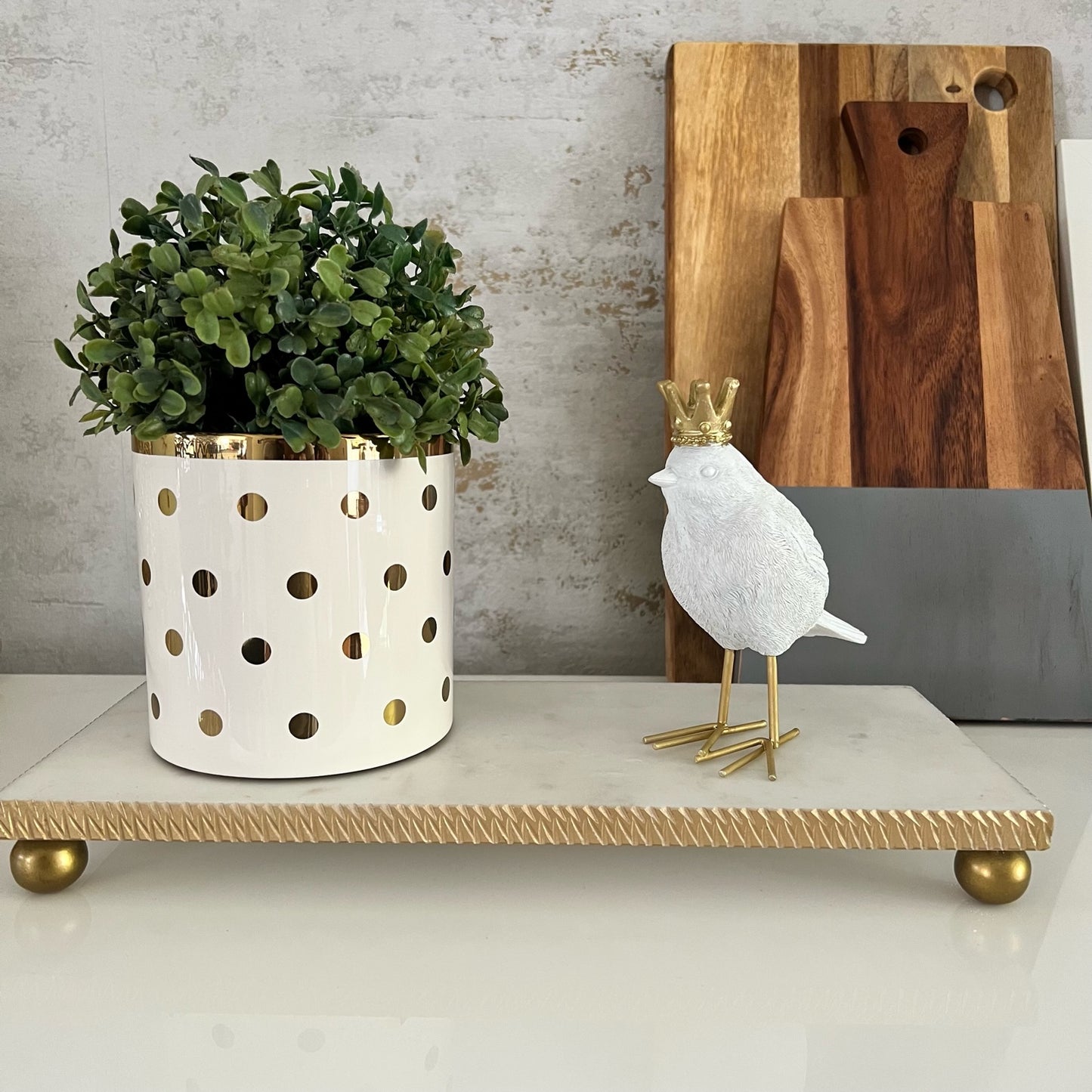 Gold and White Ceramic Planters