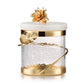 Gold Leaf Canister With floral lotus Lid