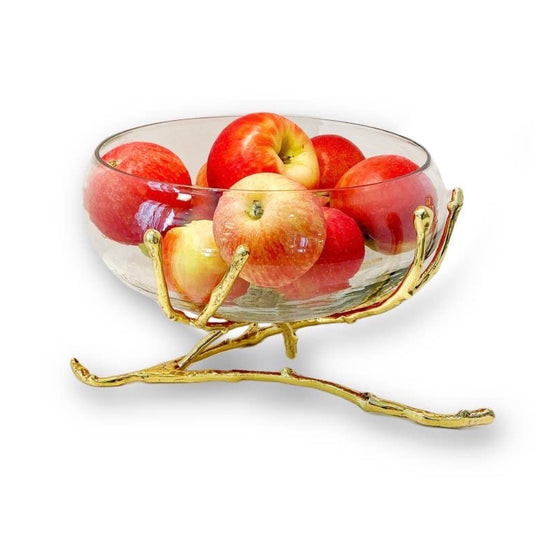 Gold Twig Base With Glass Bowl