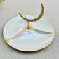 Gold And White Enamelled Crescent 3 Section Round Tray