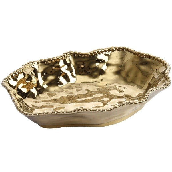Gold Beaded Porcelain Serving Bowl